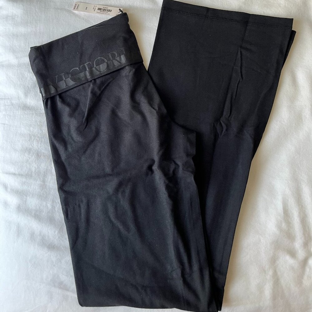 Victoria's Secret Sz. Med. Yoga Stretch Cotton Foldover Flare Leggings NWT